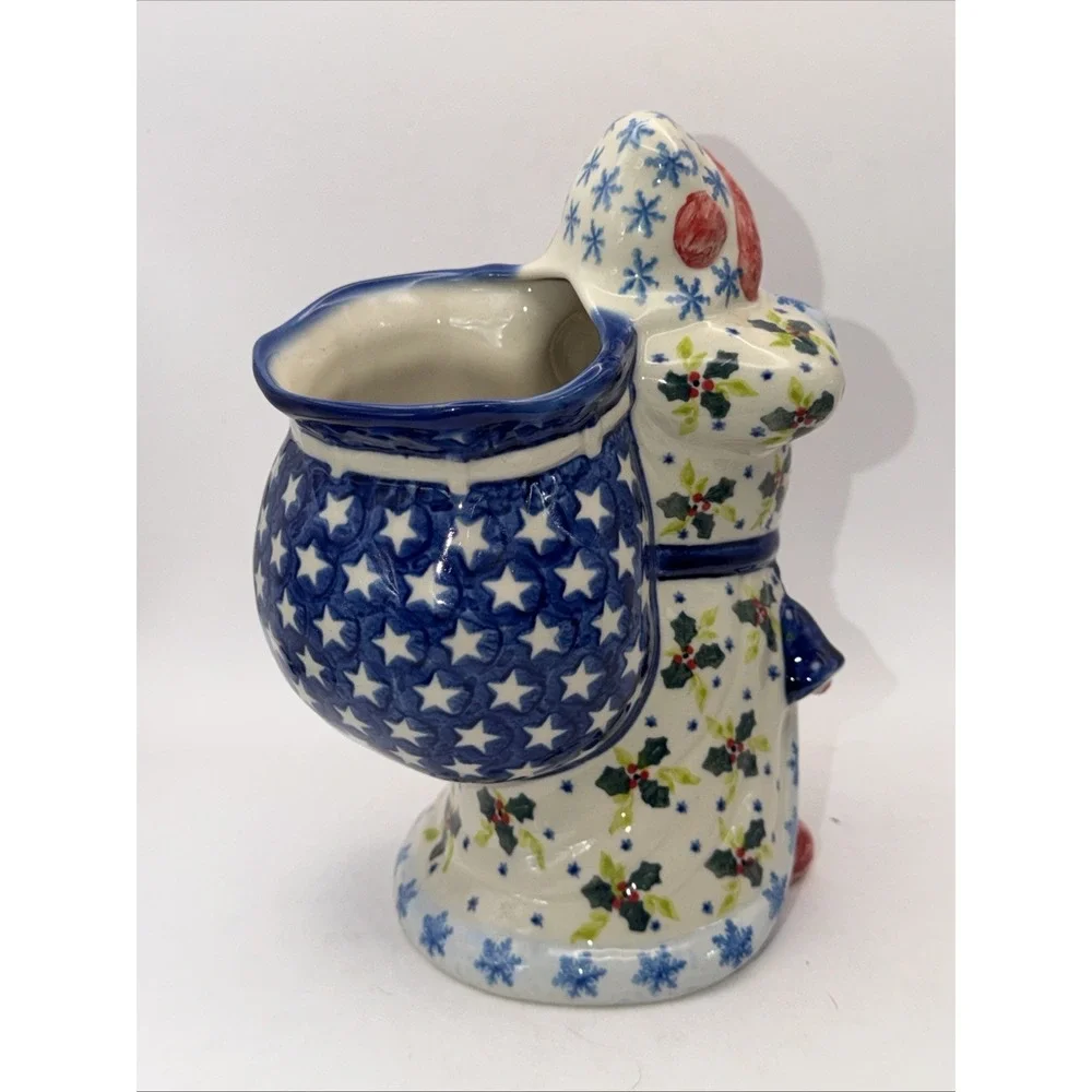 Polish Pottery Kalich SANTA CLAUS WITH BAG  Boleslawiec Artisan Table 157/200
